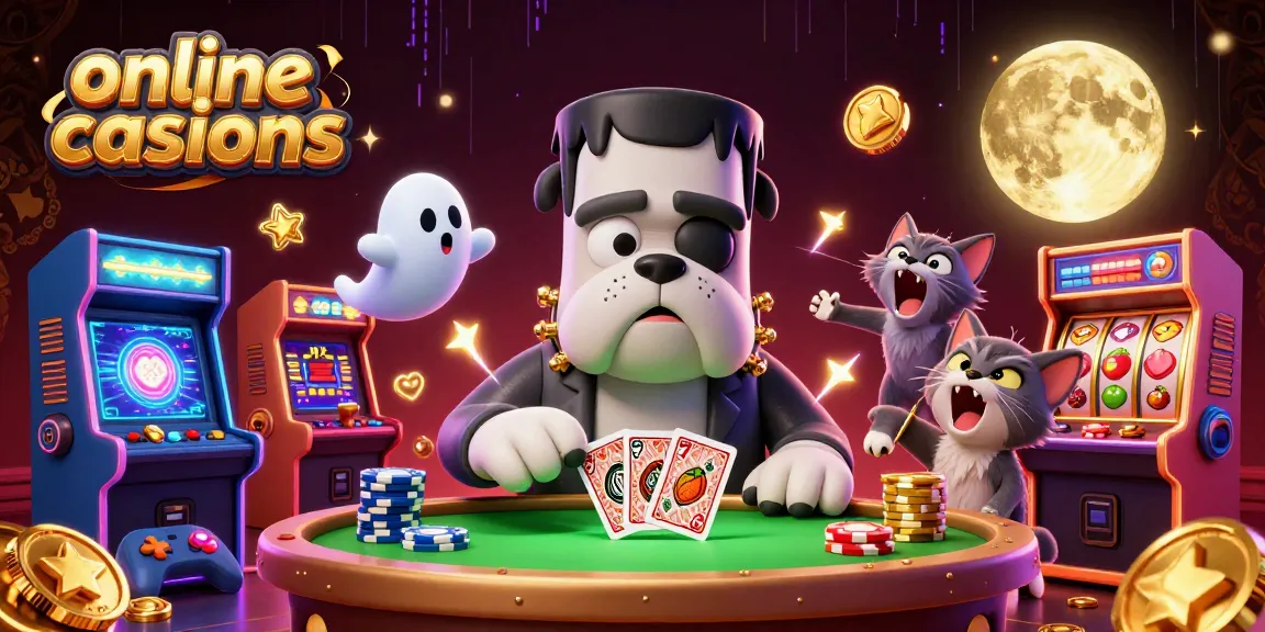 Engage in thrilling online casinos with a 3D vibrant scene of monster characters and gaming elements.